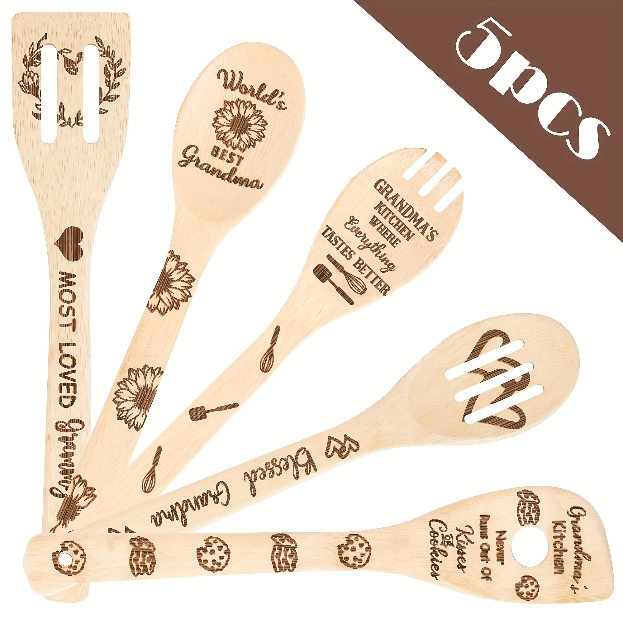 6pcs, Cooking Spoons Set, Golden Girls Wooden Spoons Utensils Set, Bamboo  Cooking Utensils, Carve Burned Wooden Spoon Spatulas, Funny Non-stick