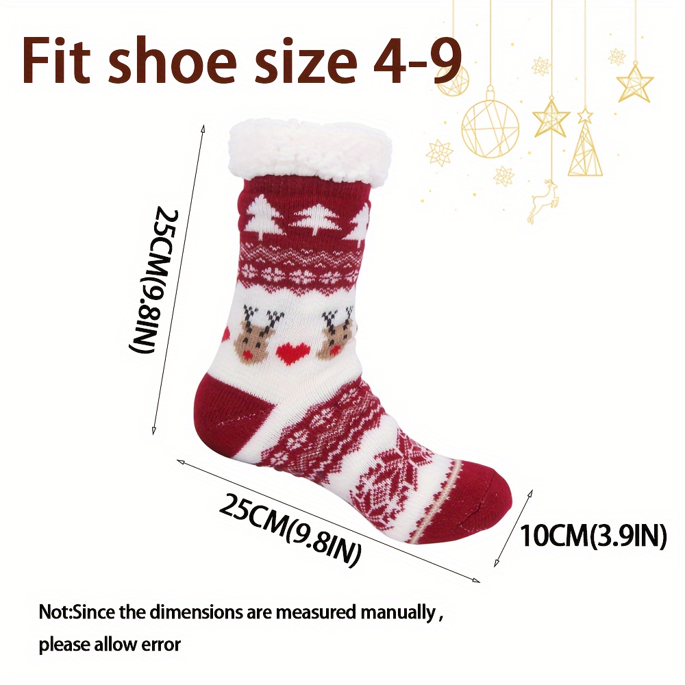 Winter Fuzzy Socks for Women Fleece-Lined Slipper Socks Fluffy Anti Slip  Indoor Christmas Socks