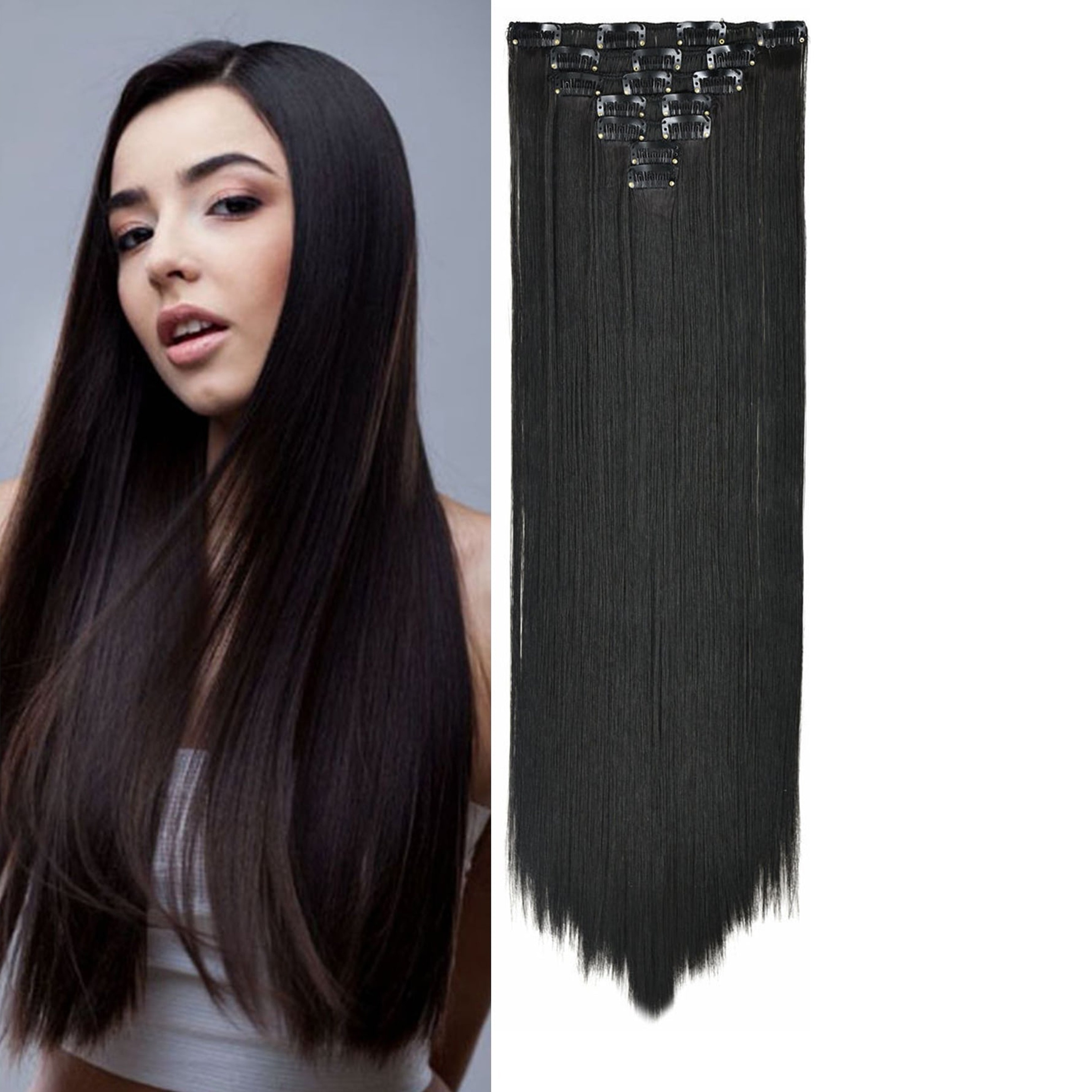 Synthetic Straight Hair Weave 4 Bundles 30 Inches Color Black Heat  Resistant Fiber Hair Extensions for Black Women