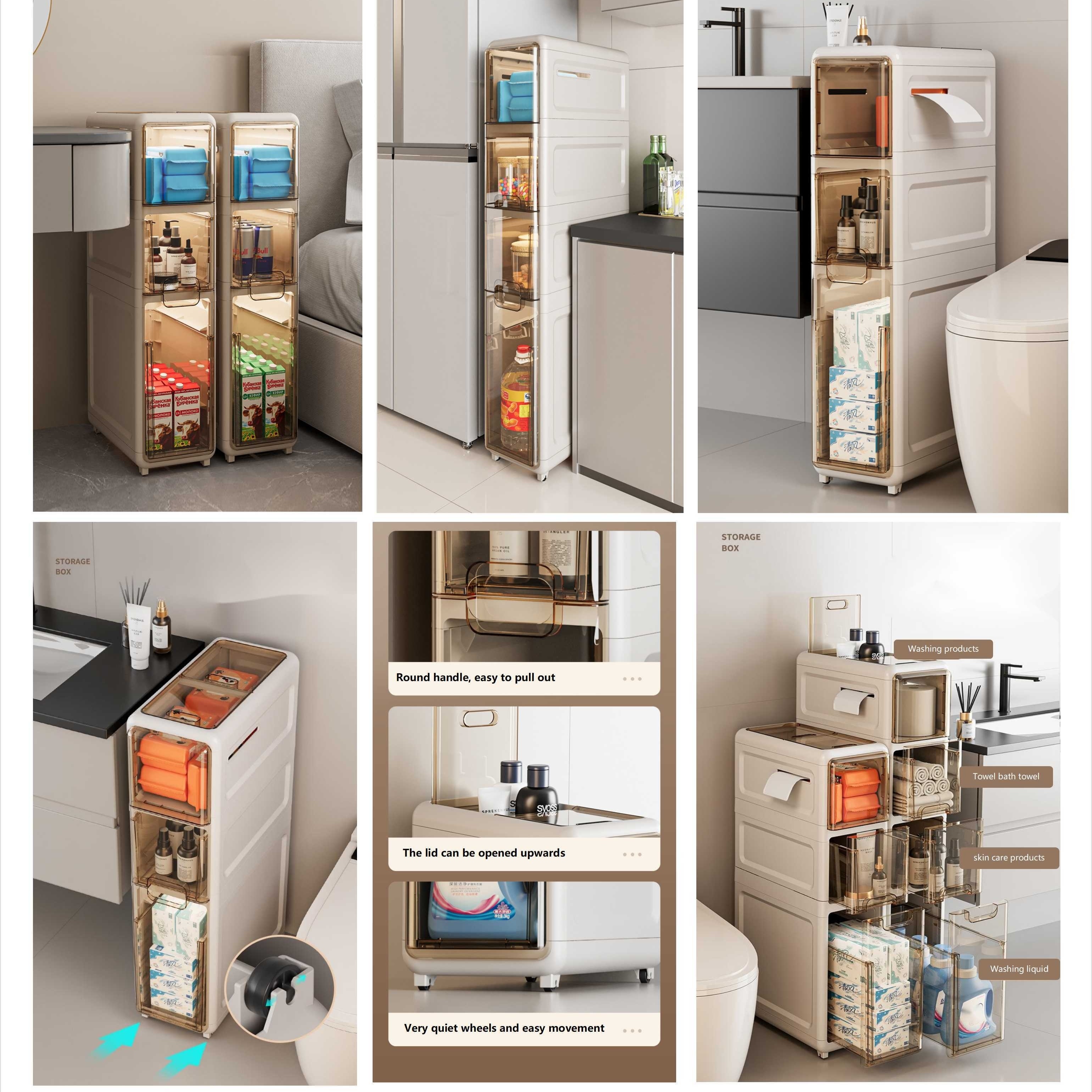 Tall Narrow Storage Cabinet for Small Space, 6-Tier Bathroom