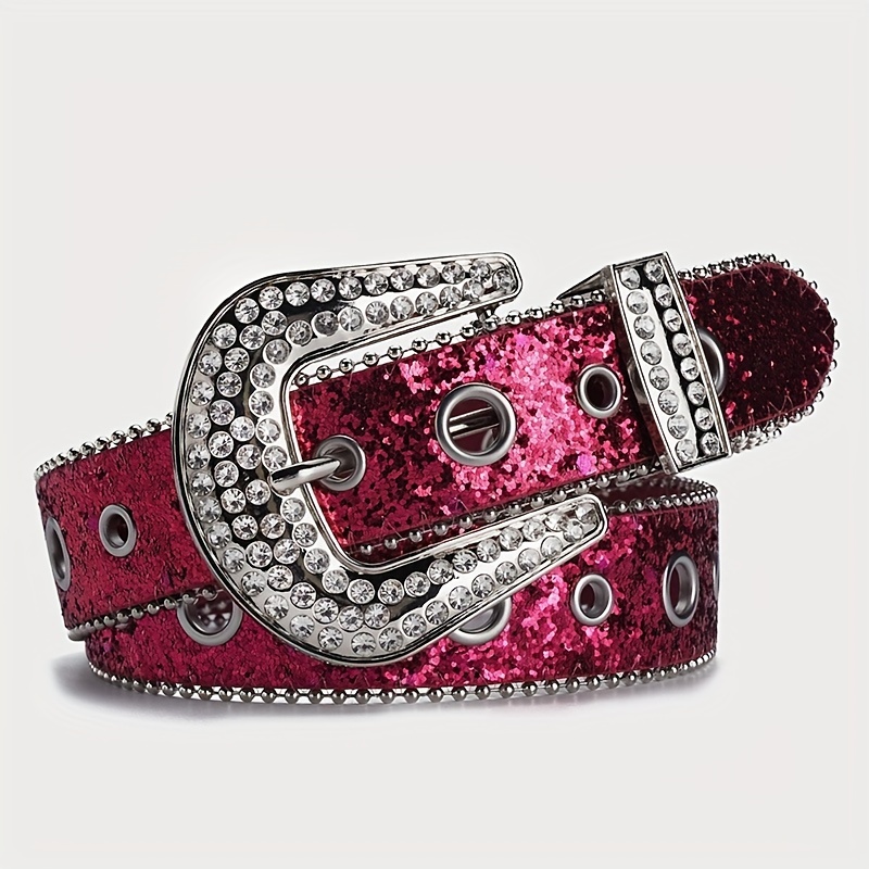 Wide belt with rhinestones