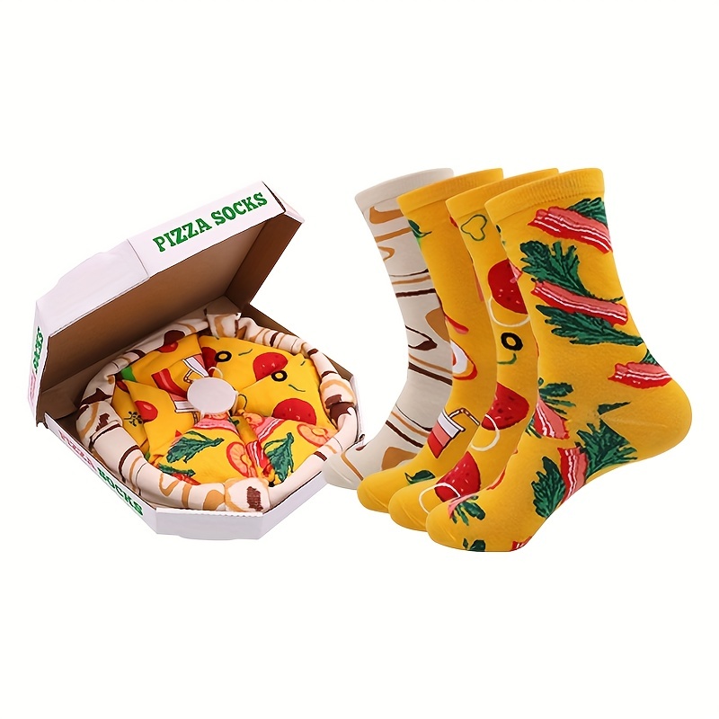 

Unisex Crazy Pizza Pattern Novelty Socks, Creative Fashion Crew Socks, Couple Socks, Gift Socks For Men Women