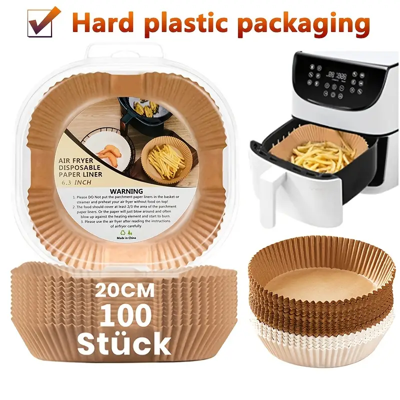 Non stick Air Fryer Paper Plate And Baking Mat Set Oil free - Temu