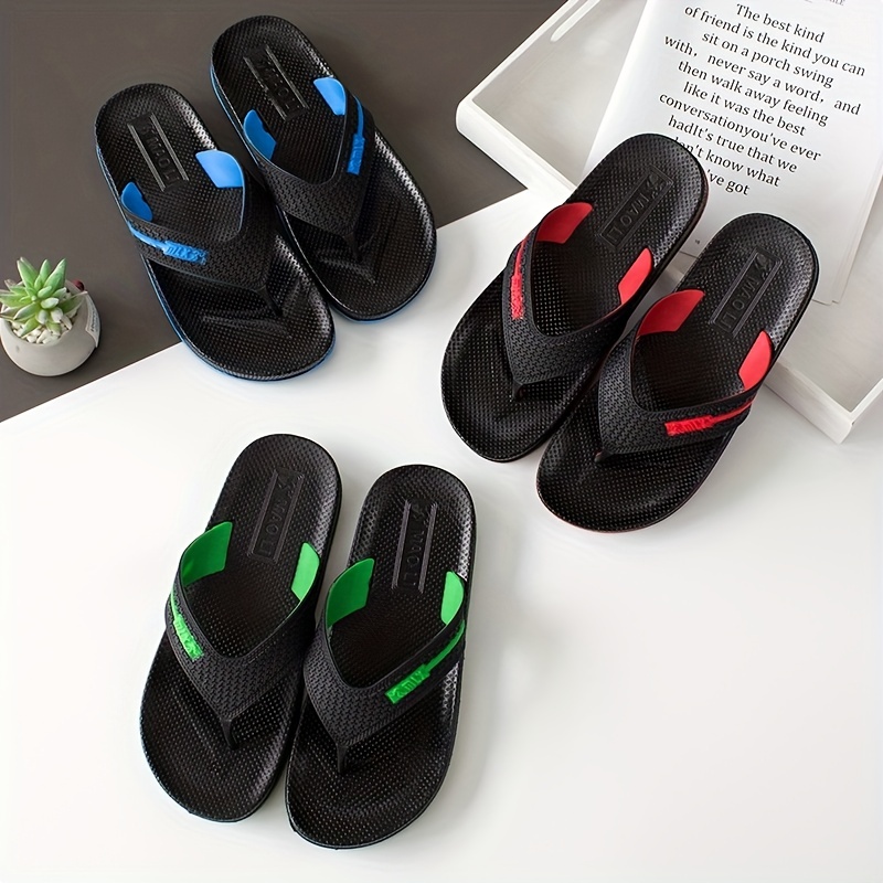 Mens Alphabet Detail Lightweight Non Slip Flip Flops Quick Drying Comfy ...