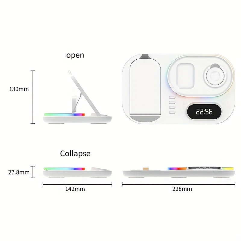 Stazione Ricarica Wireless 4 In 1 Luce Iphone 14 13 12 11 X - Temu Italy