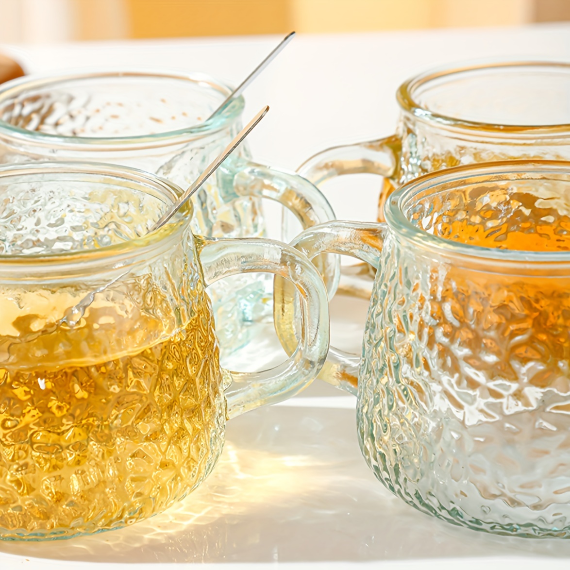 Hammered Pattern Glass Pitcher And Glass Cups High - Temu