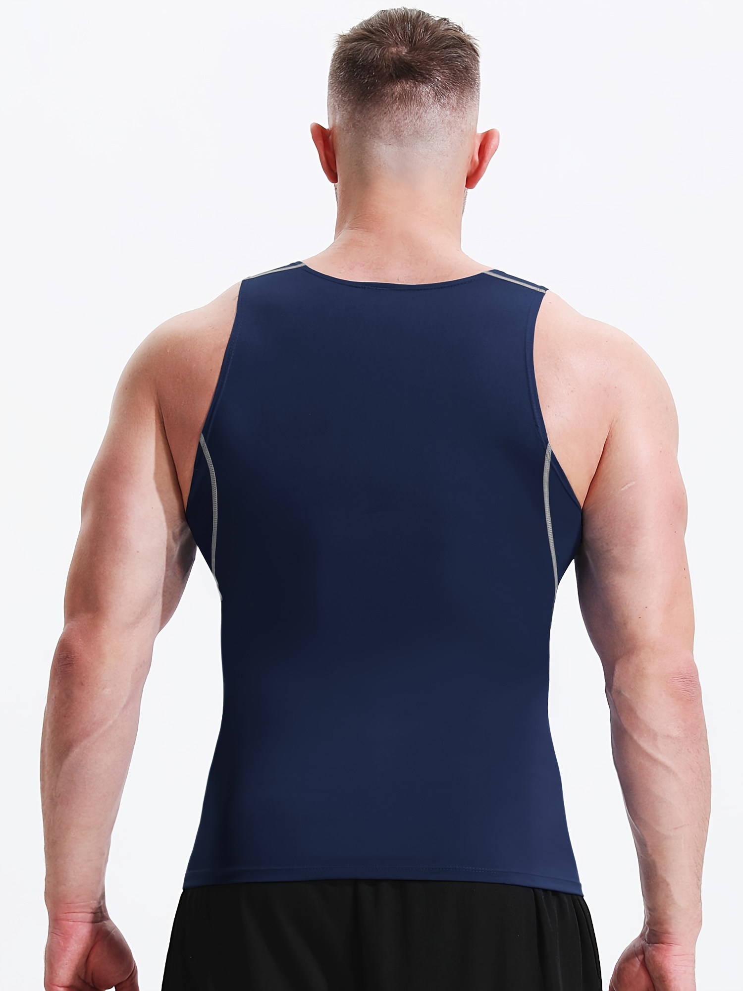 Men's Solid Compression Tank Top Quick Dry Active High - Temu