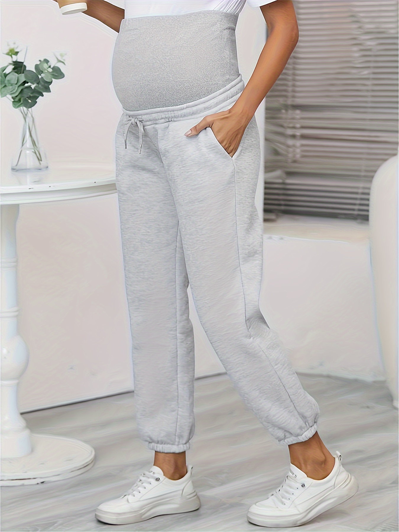 Comfy Stretchy High Waist Tummy Support Maternity Sweatpants - Temu