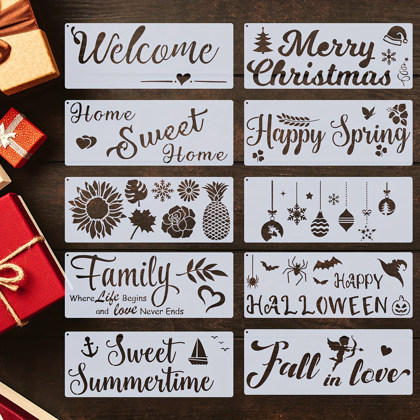 Family Banner Stencils Holiday Theme Stencil Set Reusable - Temu Australia