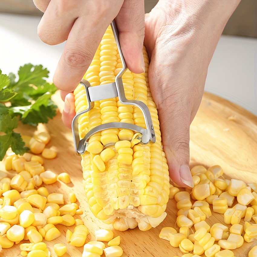 mooshion Corn Peeler, Corn Stripper for Corn on The COB Remover Tool,Stainless Steel Multifunctional Kitchen Grips Corn Planer COB Cutter Kernels, with Hand