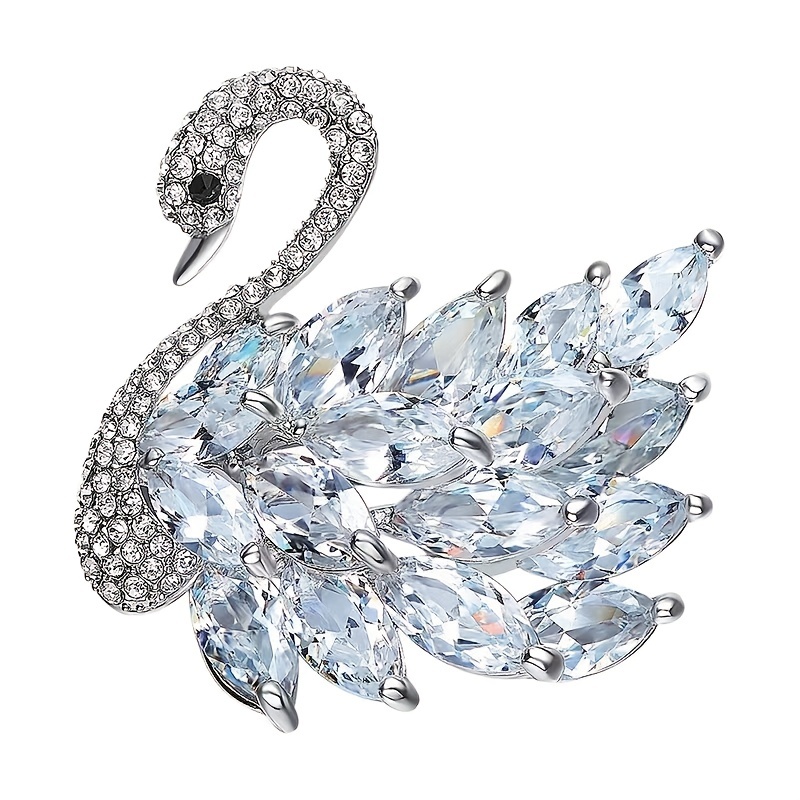 Rainbow Box Swan Brooch Pins for Women,Fashion Crystal with Swarovski Rhinestone Jewelry Women's Brooches & Pins