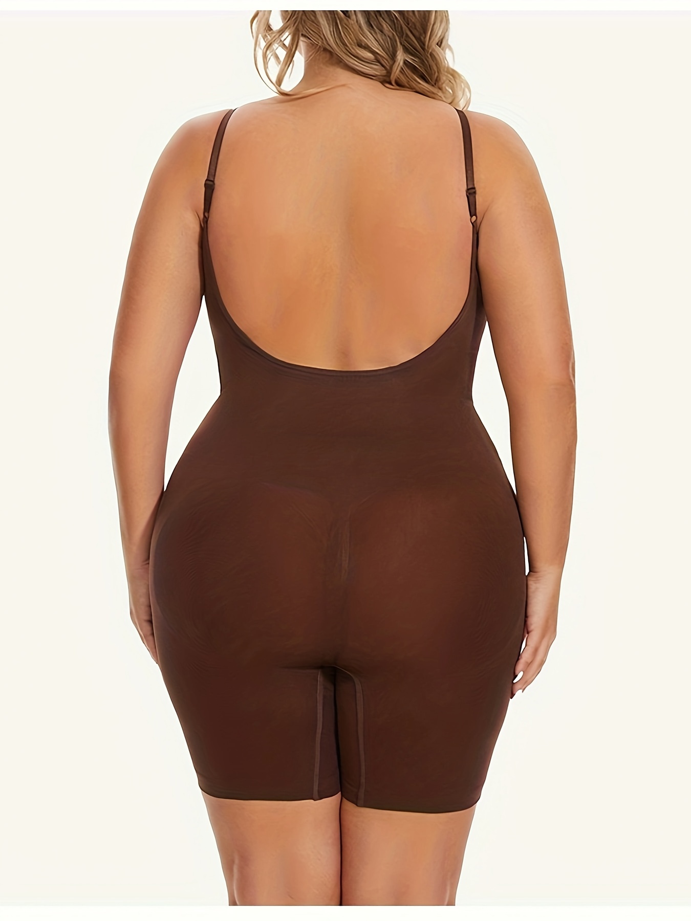 Women's Simple Shapewear Bodysuit, Plus Size Tummy Control Butt