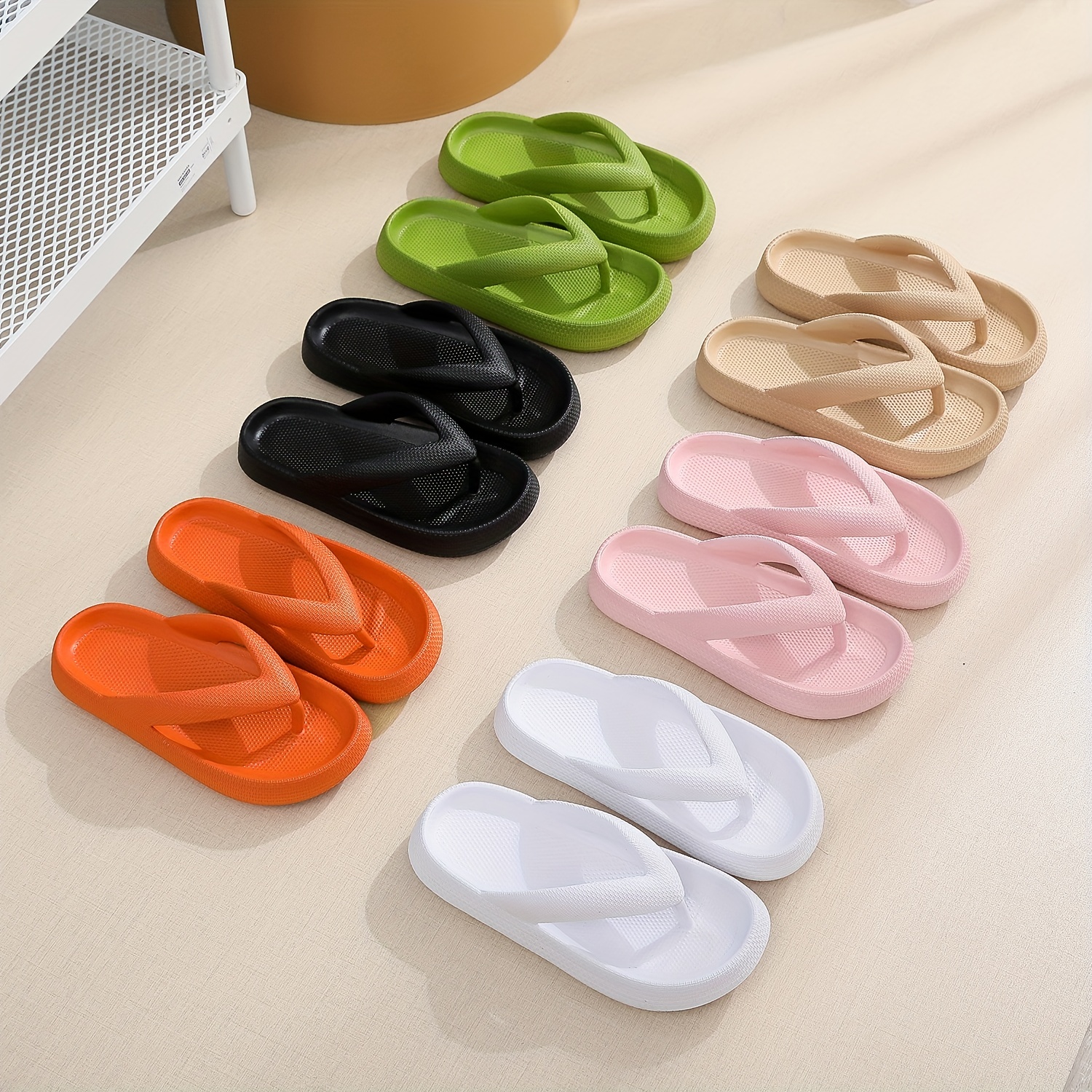 Women's Soft Sole Flip Flops Solid Color Thick Bottom Beach - Temu
