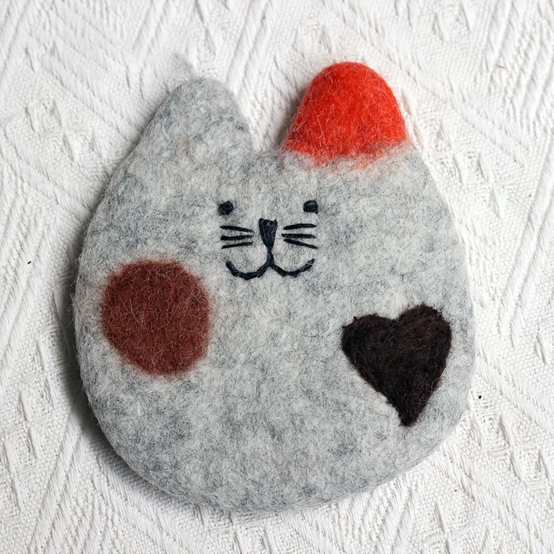 Cute Cat Coasters Hot selling Wool Felt Tableware Home - Temu