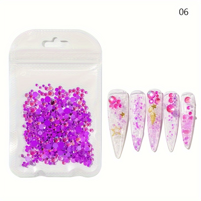 Mermaid Gradient Candy Colors Round Glass Crystal Beads 3D Nail