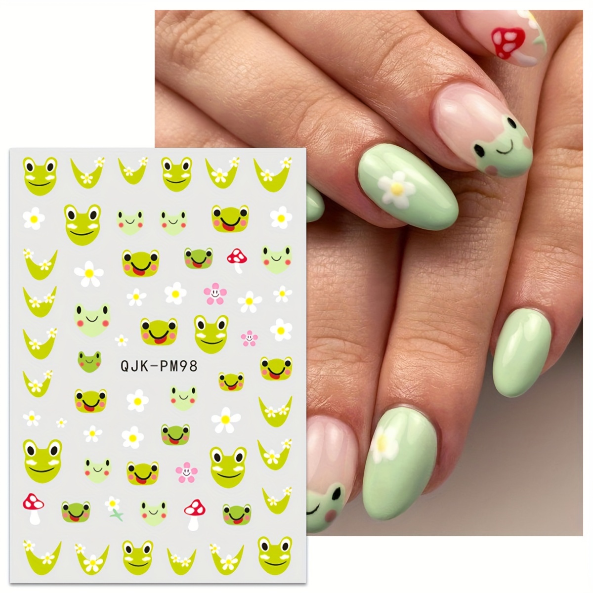 8 Sheets Cartoon Nail Art Stickers Cute Cartoon Nail Decals 3D