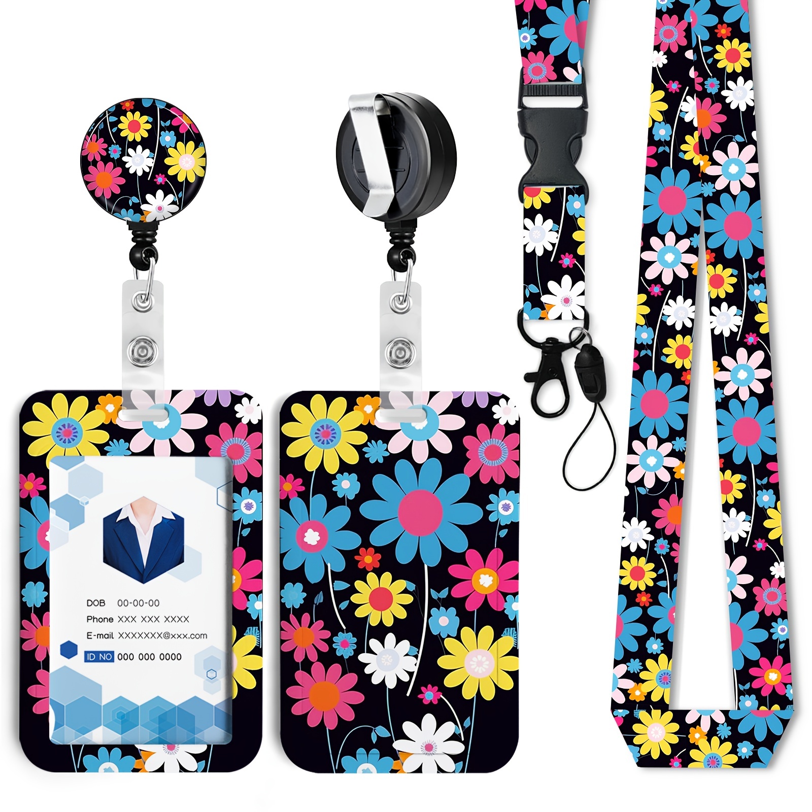 Lanyard, Id Card Lanyard, Phone Lanyard, Key Lanyard, Id Badge Holder With  Lanyard And Retractable Badge Reel Clip - Temu