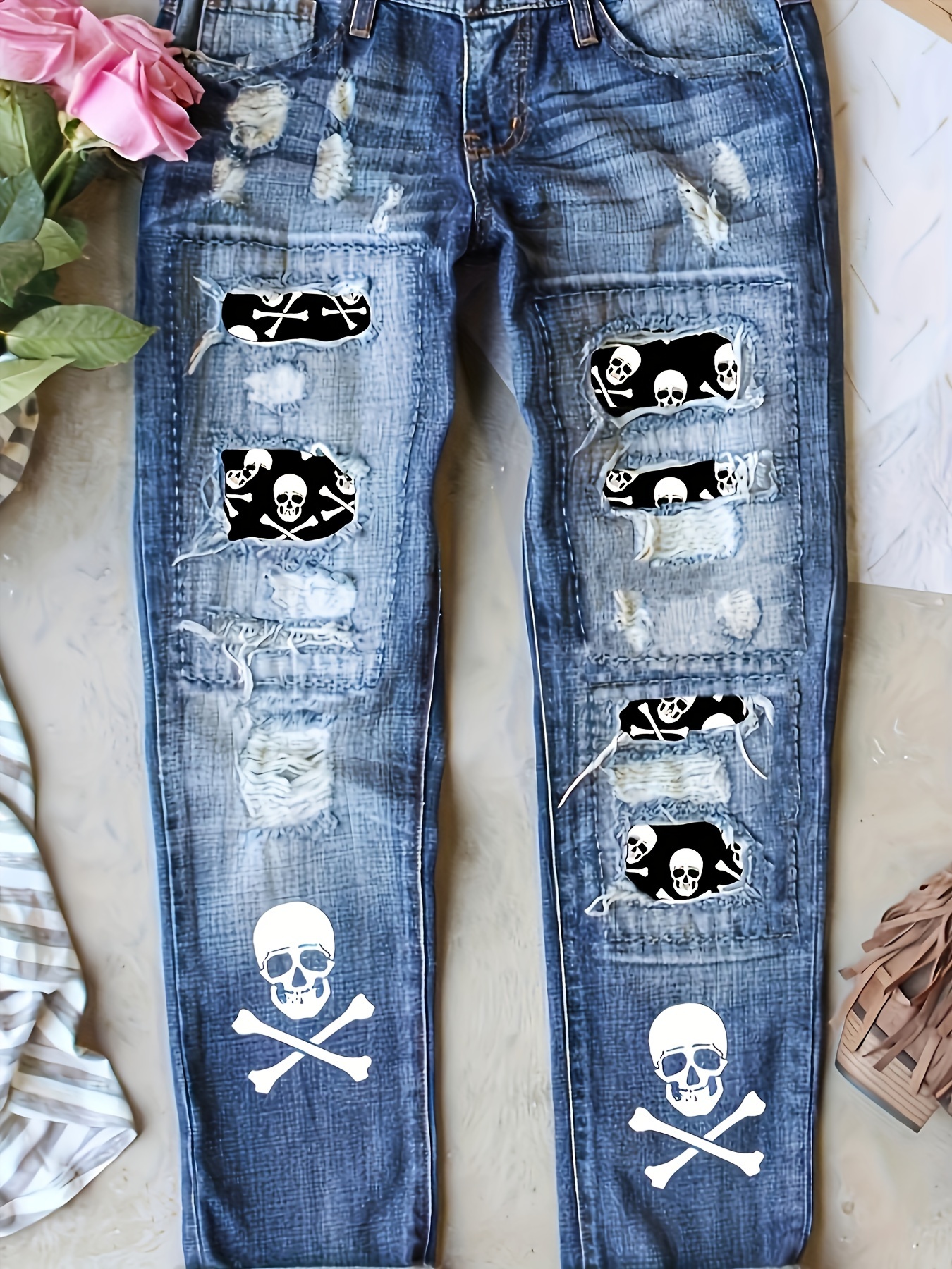 Skull Jeans Women - Temu