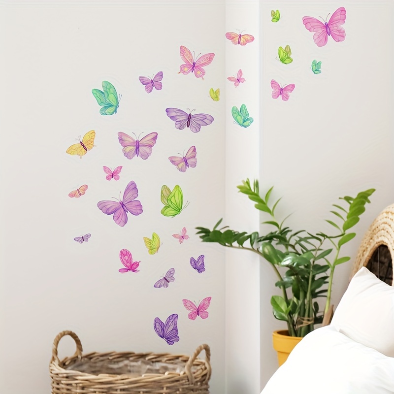 Stickers Muraux Papillons Amovibles 24Pcs Wall Art Craft pour la Maison  Enfants Chambre Décoration de Mariage Chambres Papillon 3D Miroir  Décoration Maison (Violet) 