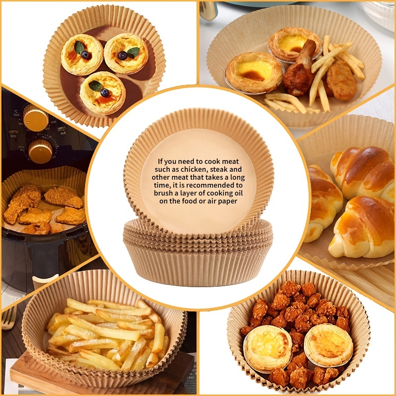 Air Fryer Disposable Paper Liner Air Fryer Toaster Oven, Non-stick Air  Fryer Liners Parchment Paper Accessories with Kitchen Tongs/Oil Brush 