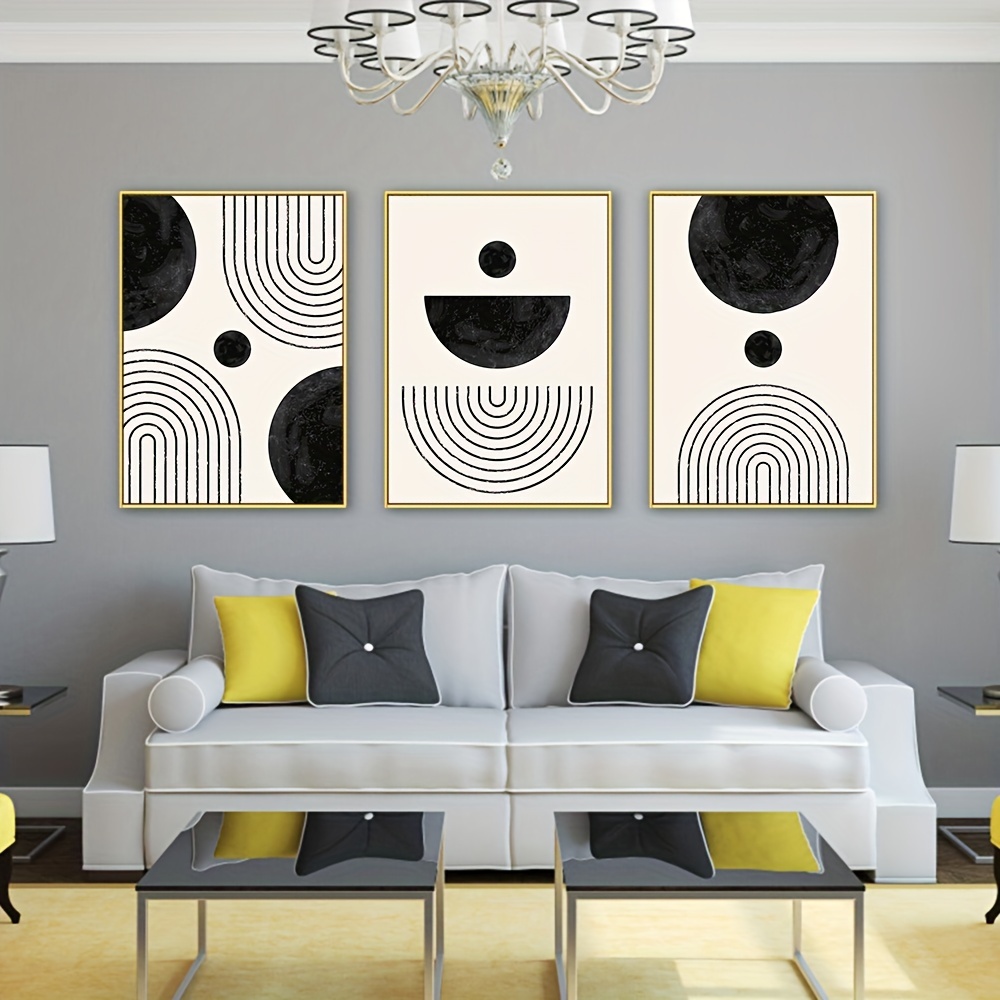 Abstract Geometric Line Black Beige Wall Art Posters Canvas - Temu