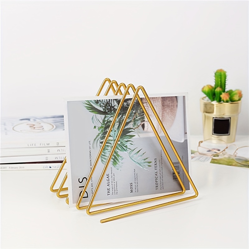 Five grid Iron Desktop Bookshelf Triangular Book Stand Small - Temu