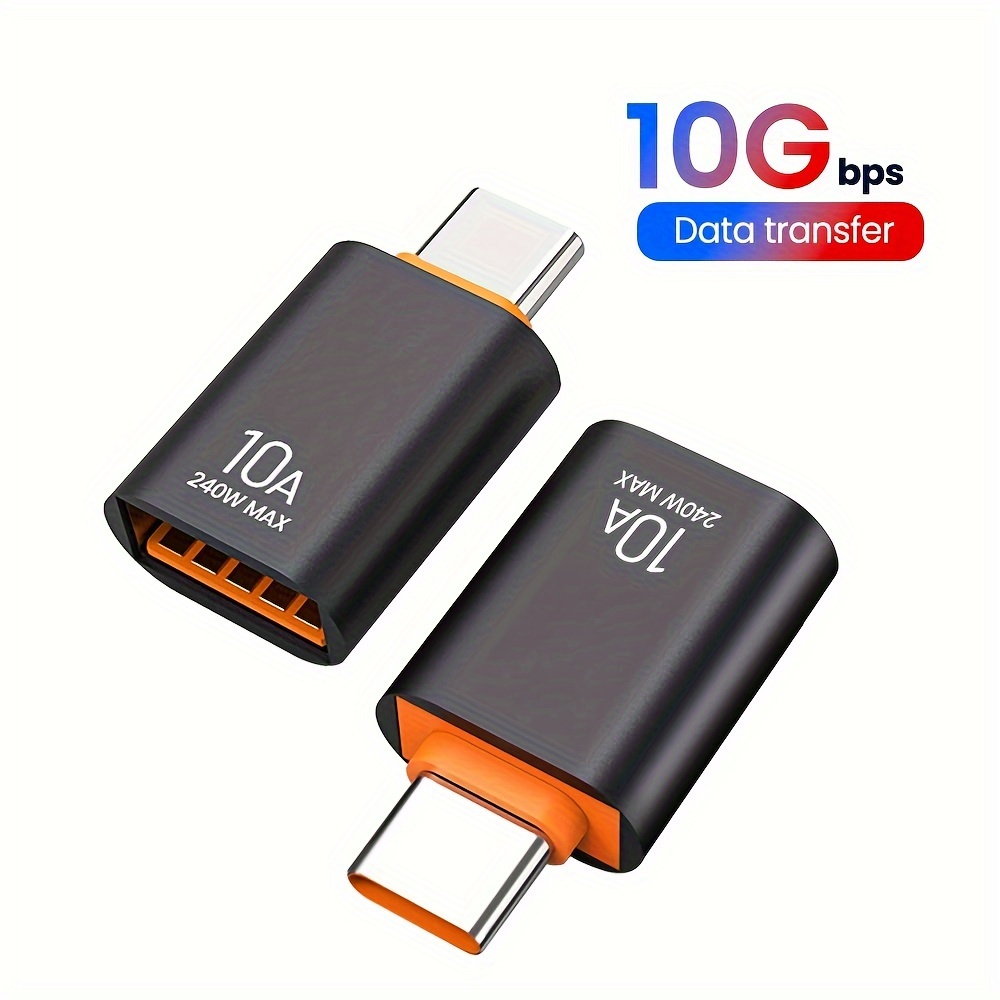 

2pcs 10a Usb 3.0 To Type C Adapter Supports Data Cable Connector Conversion For Charging And Data Transmission