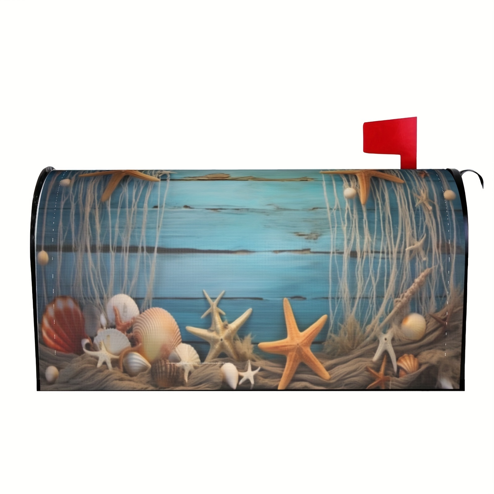 ALAZA Seashell Blue Magnetic Mailbox Cover - 18x20.8 Inch Standard Size Mail Wrap, Waterproof