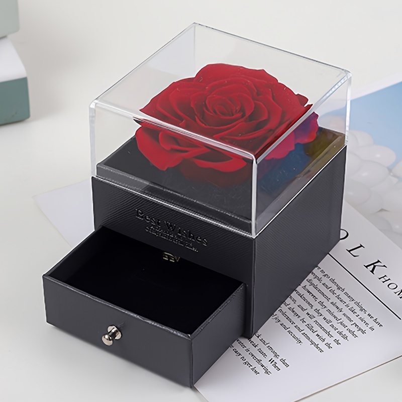 Preserved Real Rose Love Box Red Flowers Cute Things For - Temu