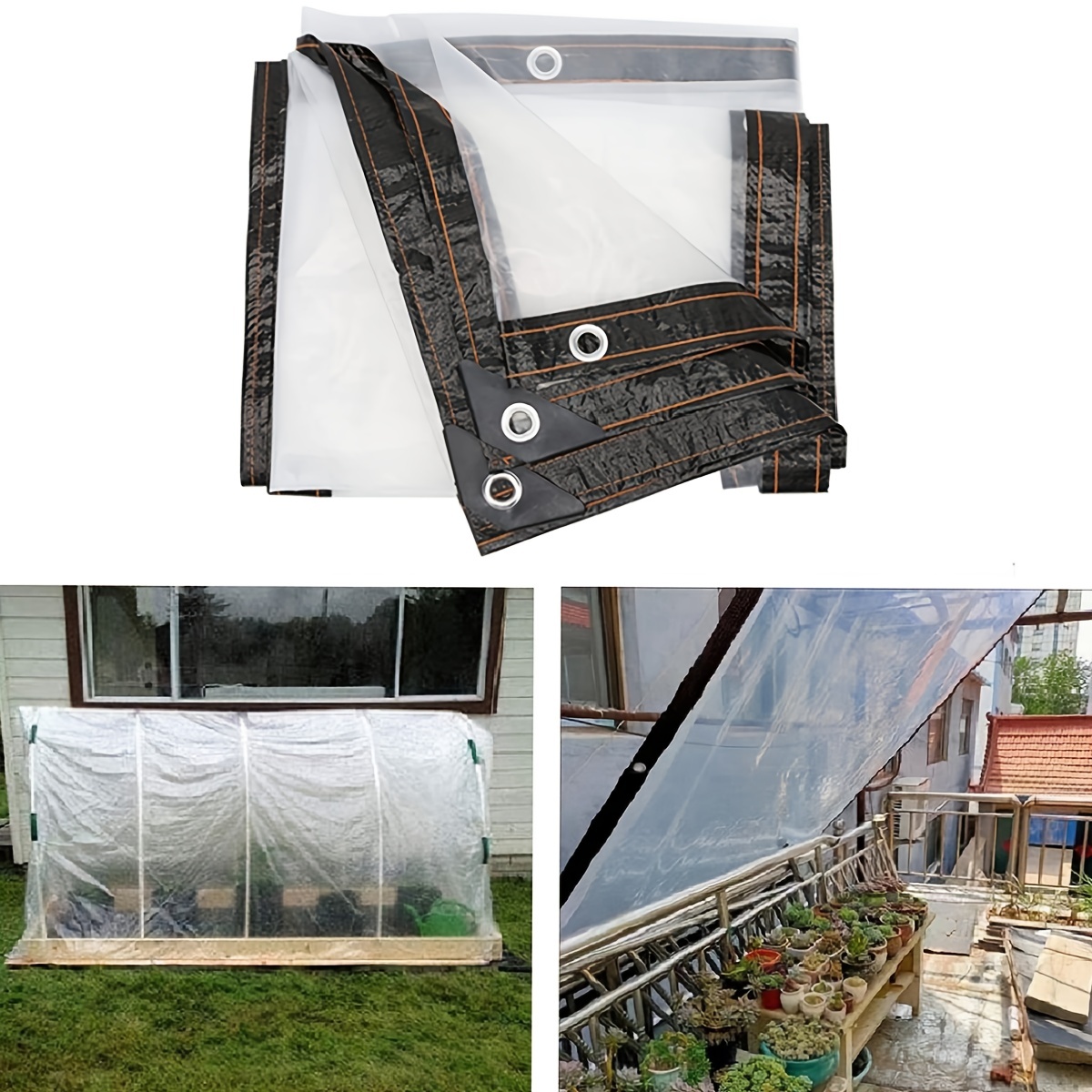  Lona impermeable transparente con ojales, material de PVC  plegable, grueso y duradero, cubierta aislante de plantas a prueba de  lluvia y polvo, toldo de muebles de patio, hoja de camping al