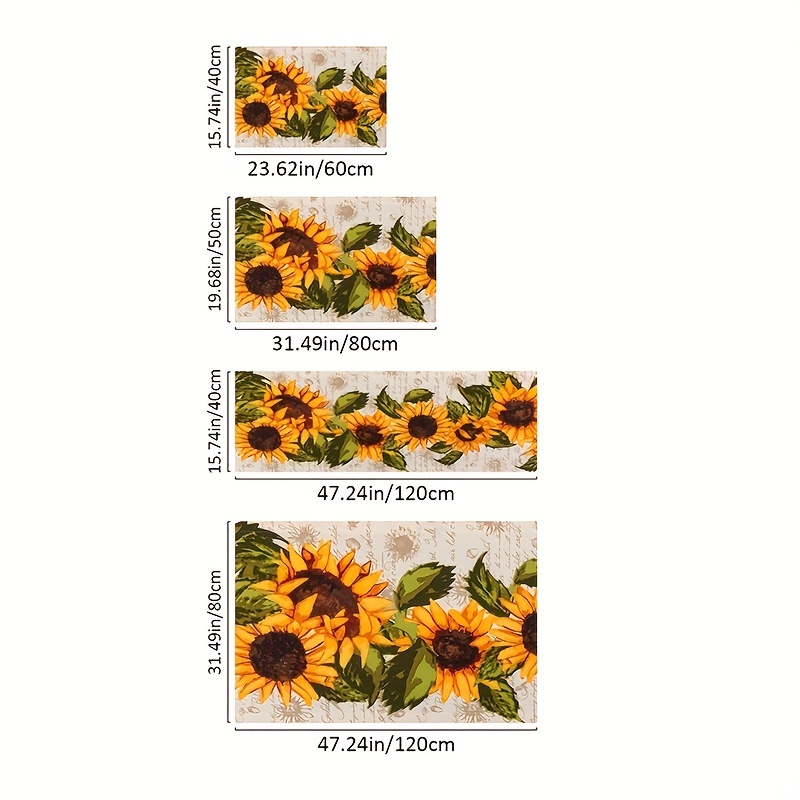 Sunflower Print Kitchen Floor Rug Dirt Resistant Floor Rug - Temu