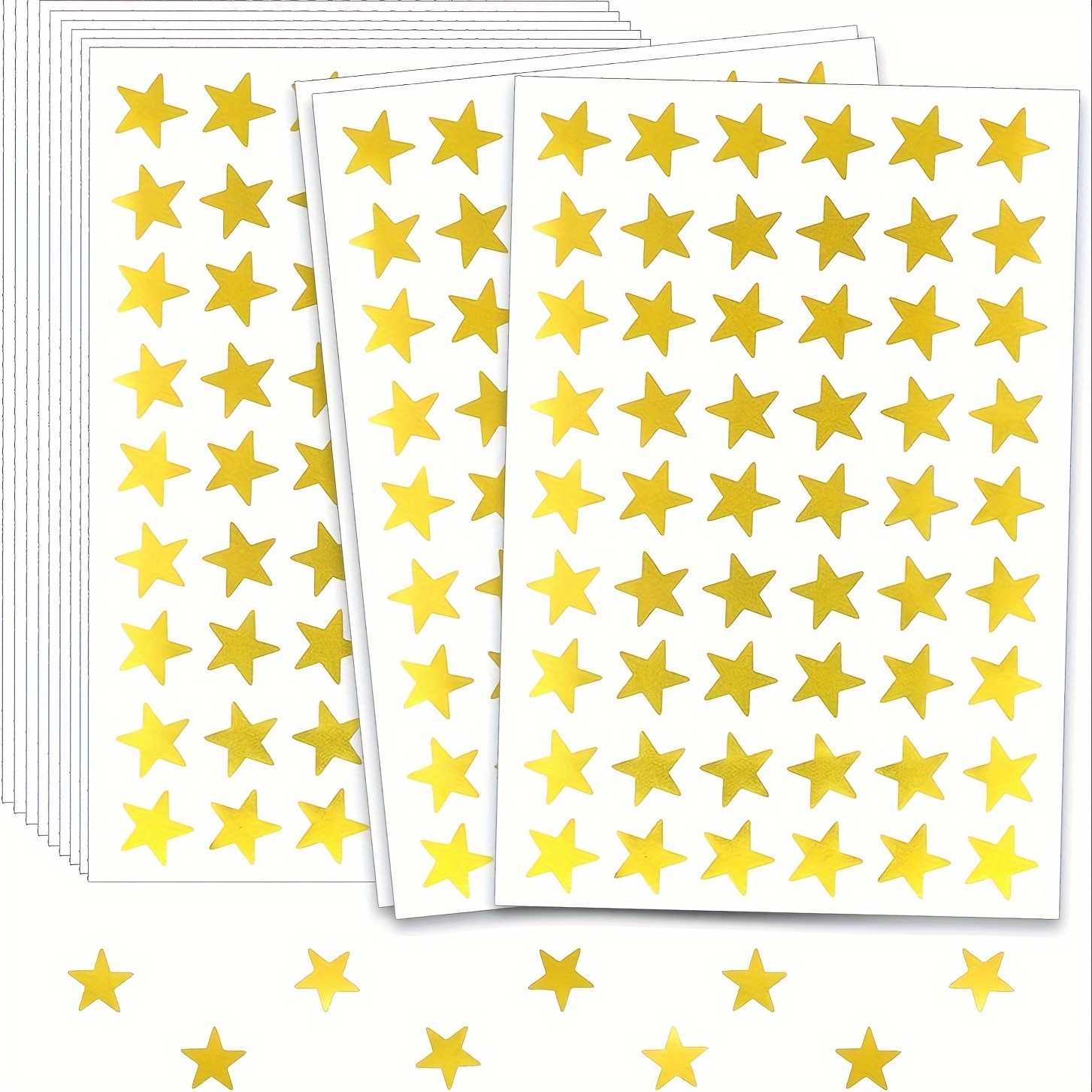 Foil Gold Star Stickers, 2 Inch Glitter Metallic Stars Self Adhesive Labels  - Shiny Foil Teacher Supplies - Scrapbooking Party Favors (500 Per Roll)