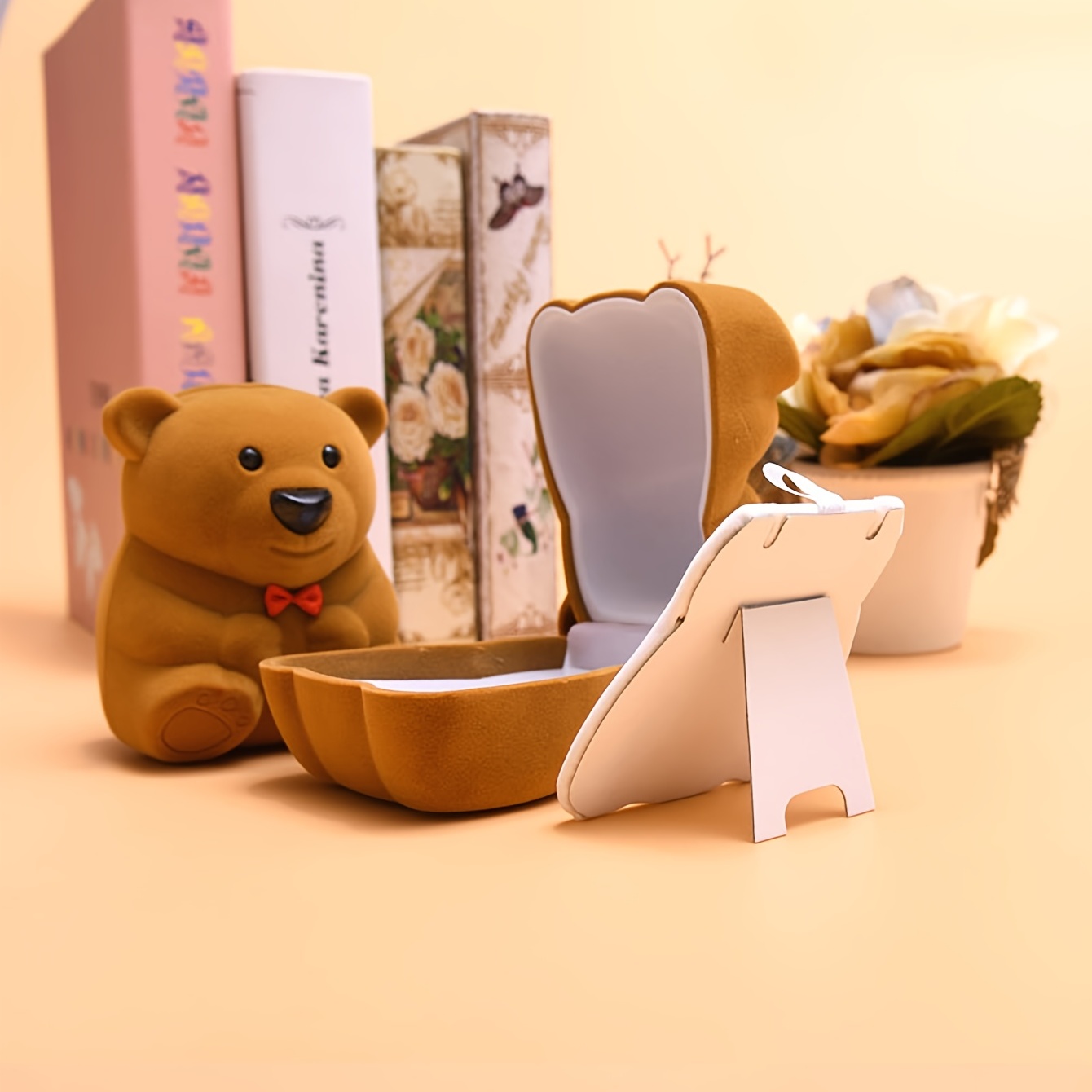 Brown Bear Ring Box for Jewelry Storage