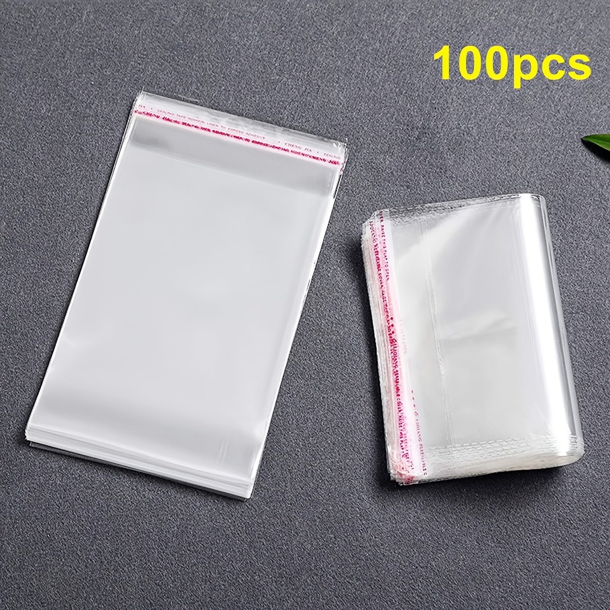 100 Bolsas Celofán Transparente Plástico Opp 100 Lazos - Temu