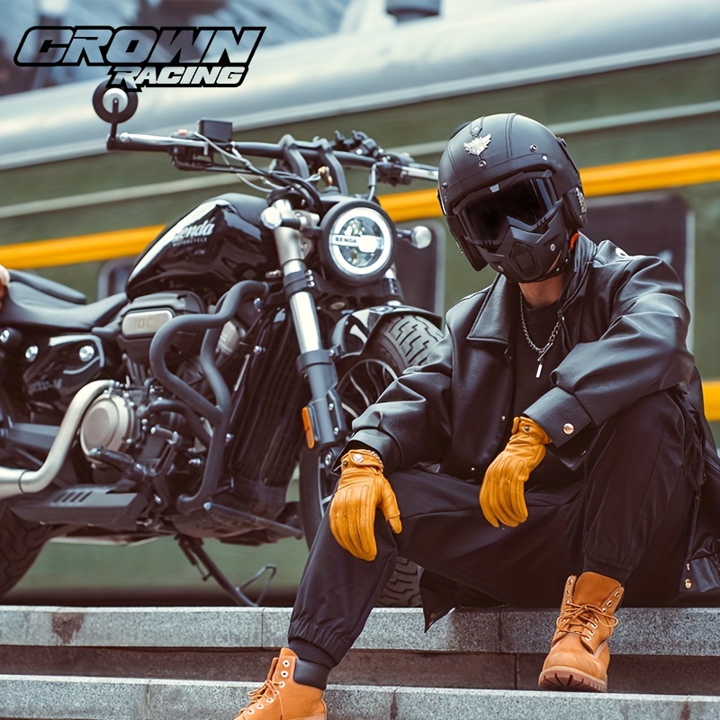 Crown Racing Retro Motorrad-sicherheits-halbschalenhelm Männer Motorrad- sicherheitsgurt, Off-road-integriertem Motorradhelm Schutzbrille - Auto -  Temu Austria