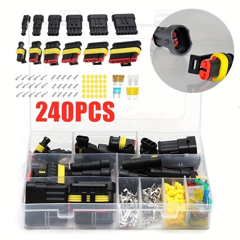 240 Pcs 12V Electrical Terminal Wire Connectors Kit 1/2/3/4/5/6 Pin  Waterproof
