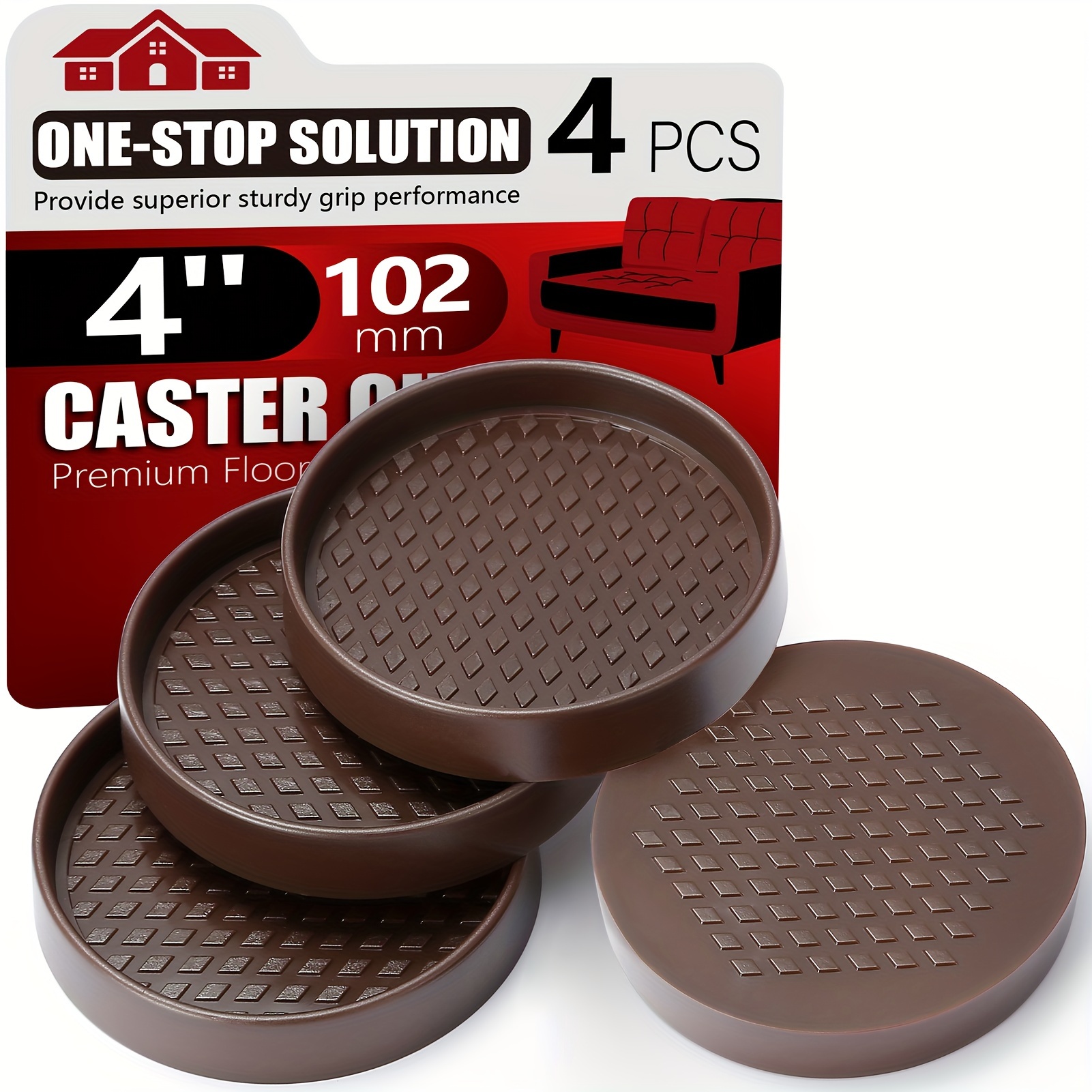 

4pcs Furniture Coasters, Caster Cups, Non Slip Pads Hardwoods Floors Skid Grippers, Rubber Feet, Anti Slide Floor Protector For Bed Couch Stoppers Pathway Patio Sofa