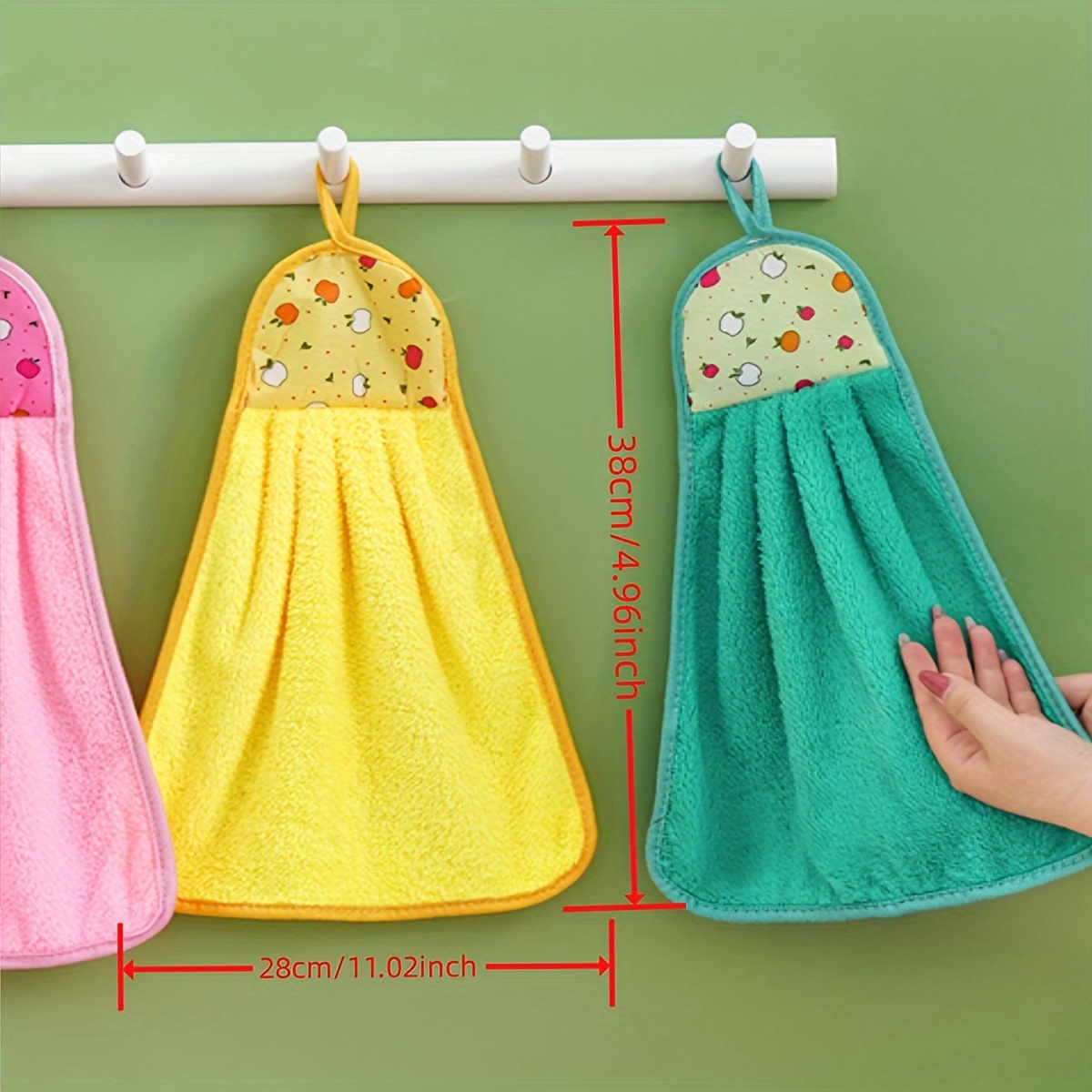 3pcs Coral Fleece Hand Towels With Hanging Loop, Kitchen Dishcloth, Water  Absorbent Coral Fleece Cleaning Cloth