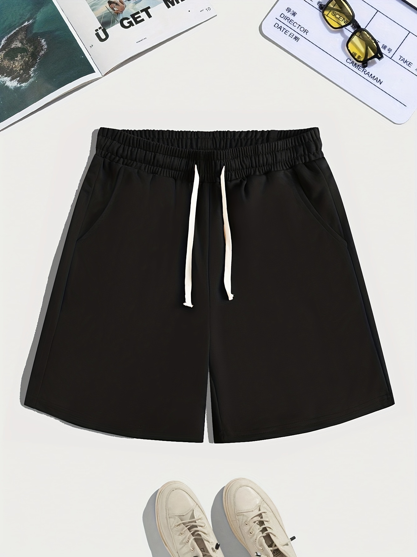 Men's Drawstring Plain Comfy Casual Shorts Summer Clothing - Temu