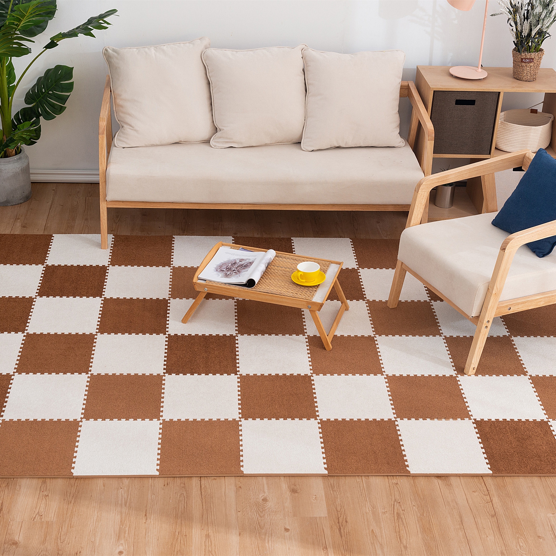 10pcs - Plush Puzzle Foam Floor Tiles, 24x24 Inch Interlocking Carpet  Tiles, Squares Area Rug Carpet, Puzzle Play Mats for Floor