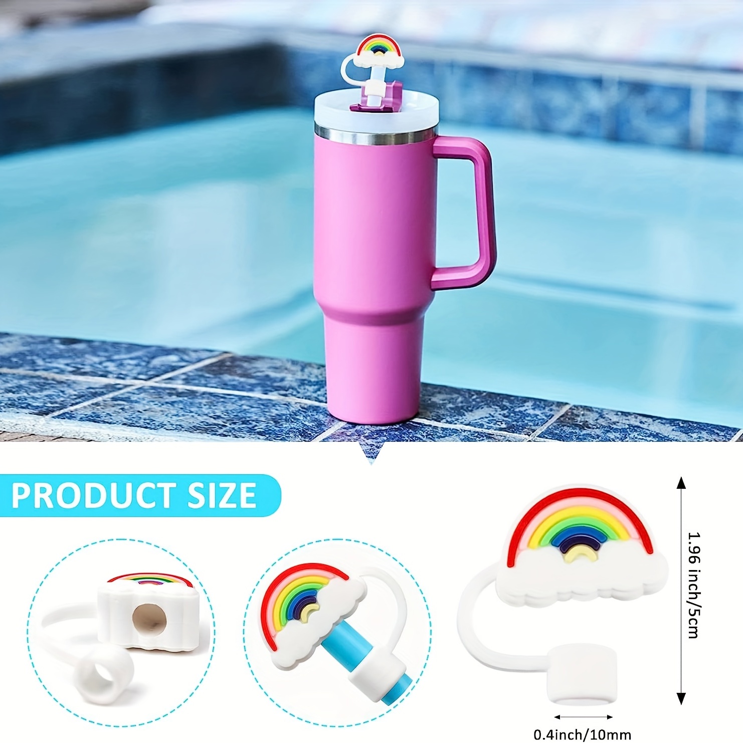 2pcs Straw Cap Covers  Silicone Reusable Tumbler Shaped Straw
