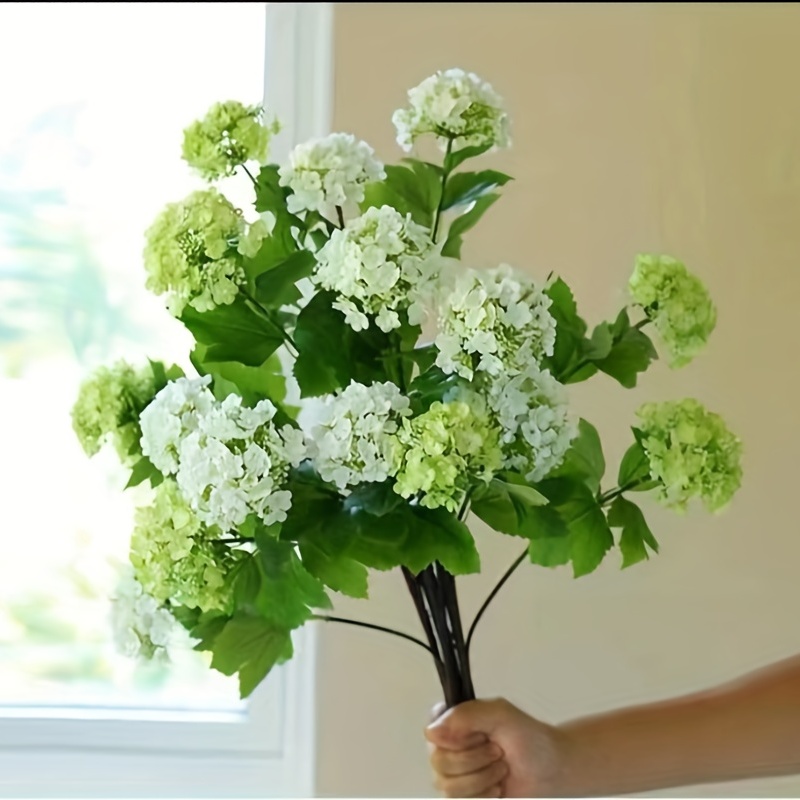 3 flores artificiales de hortensias de látex de 21 pulgadas, color rosa  magenta, flores de hortensias artificiales de tacto real con tallos para