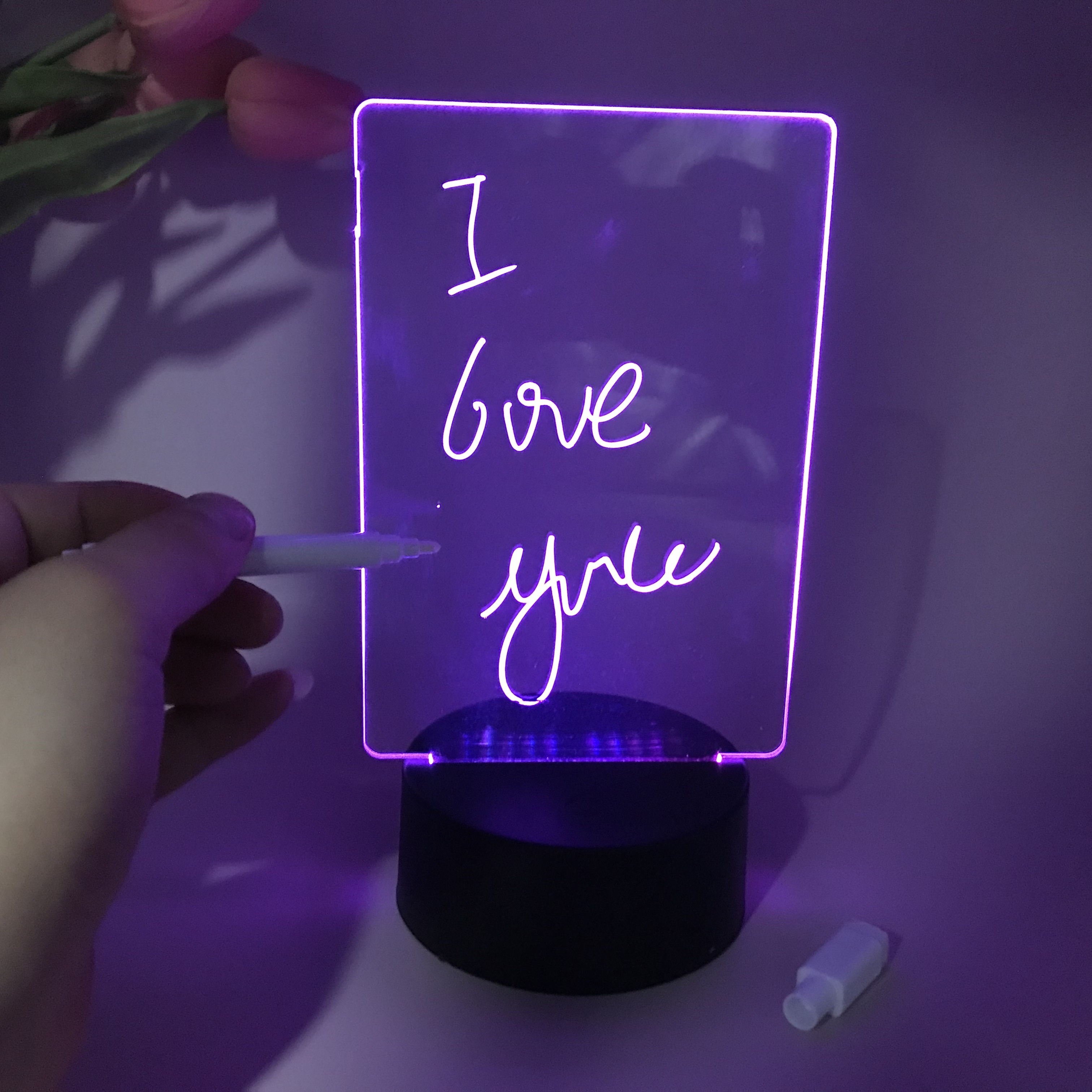 Message Board Lamp With 7 Colors Erasable Markers Rewritable Light