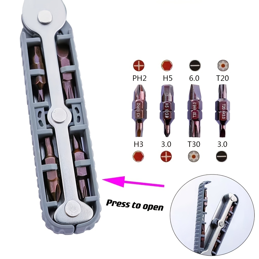 Jenoco Hex Ratchet 90 Degree Angle Screwdriver + 8pc Hex Head Bits