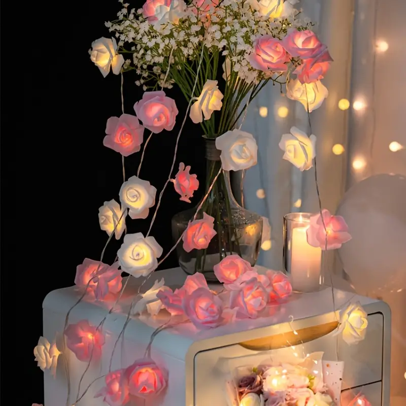 1pc LED Mousse Rose Fleur Guirlande Lumineuse Petite - Temu Switzerland