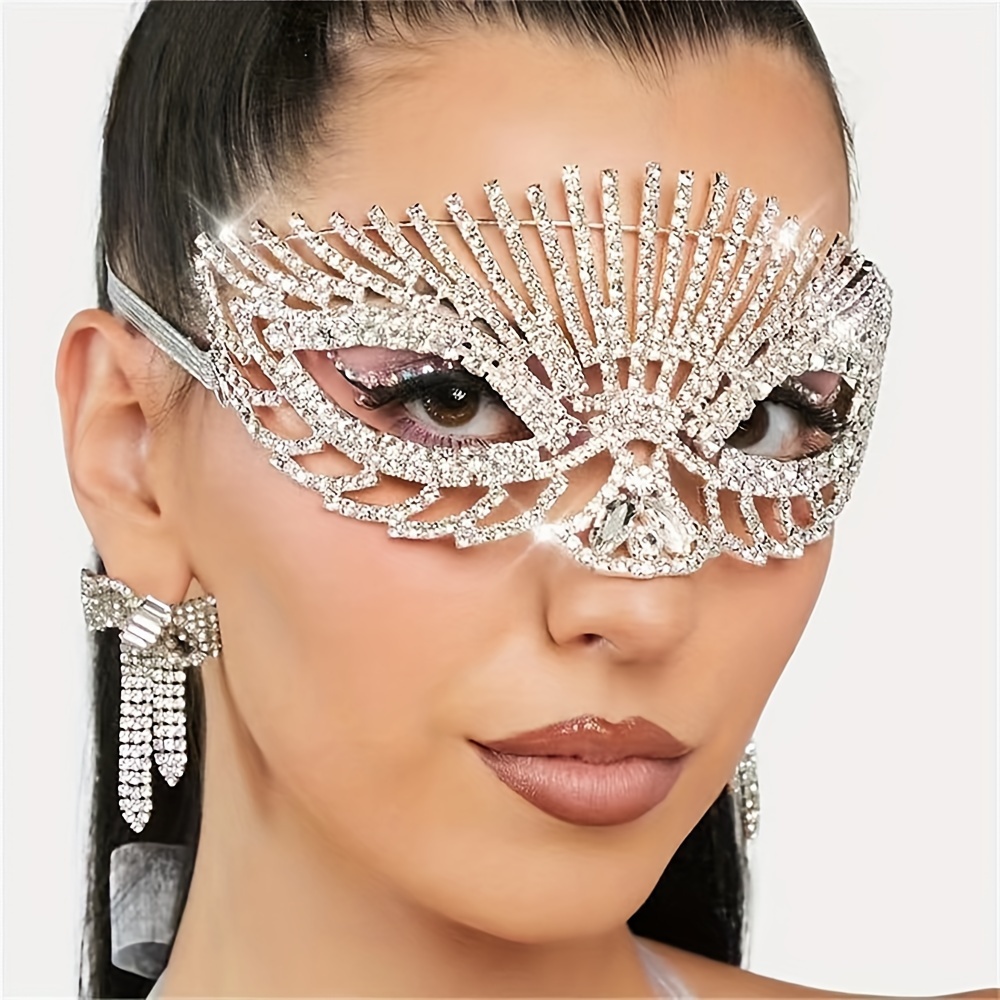 Máscara Mascarada Metal Decoración Diamantes Imitación - Temu
