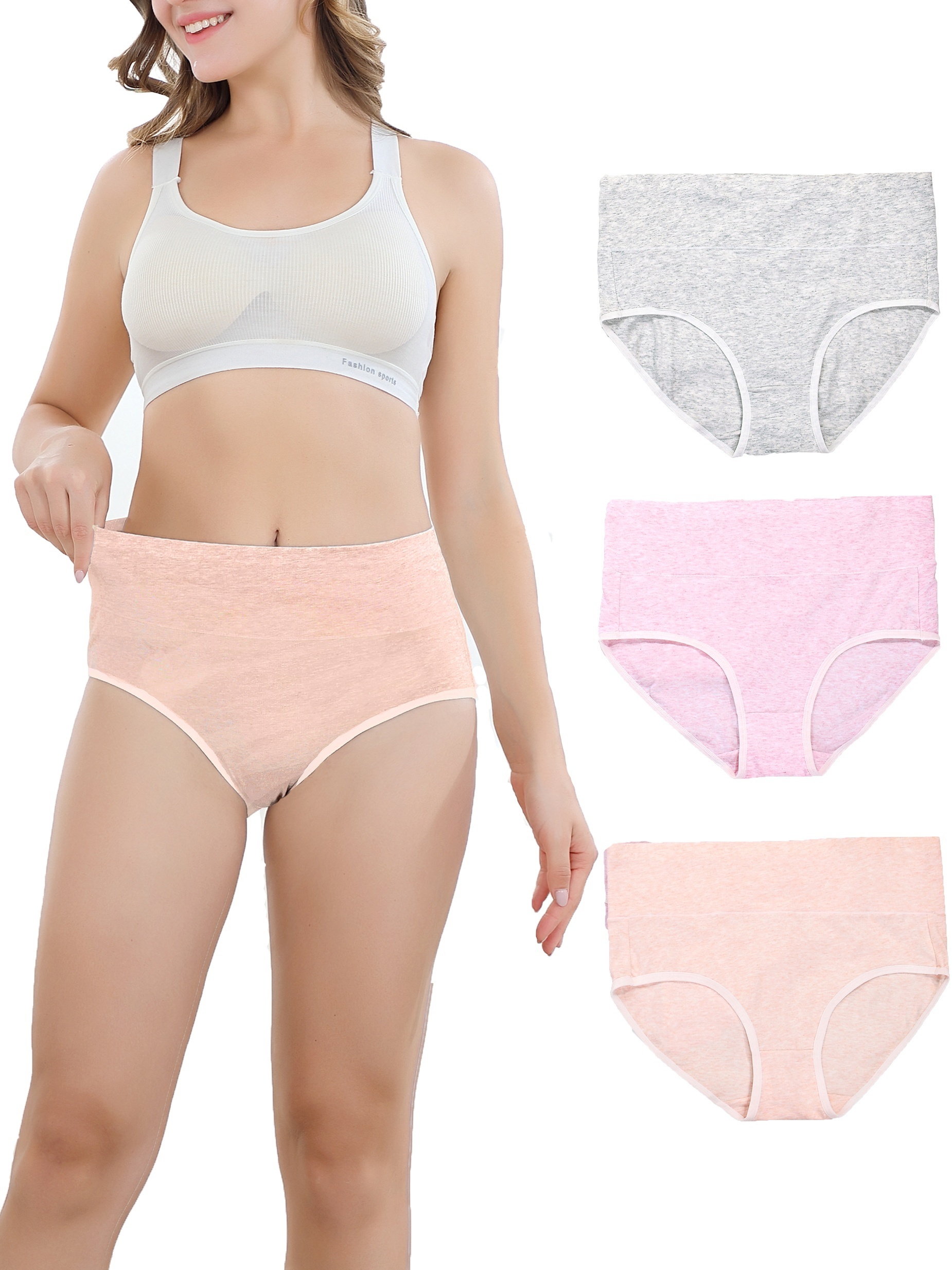 Women's Soft Cotton Underwear Briefs Breathable High Waist - Temu