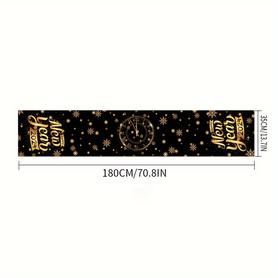 Artoid Mode Cheers Black and Gold 2024 Happy New Year Table Runner, Xmas  Winter Holiday Kitchen Dining Table Decoration for Indoor Outdoor Home  Party