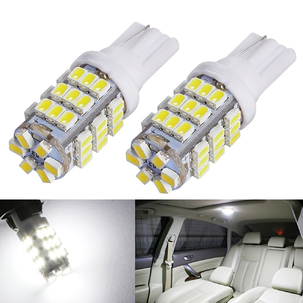 2PCS T10 W5W LED Bulbs, 42 SMD 1206 Auto License Plate Reading Lamp Turn  Side Light Super Bright White 12V