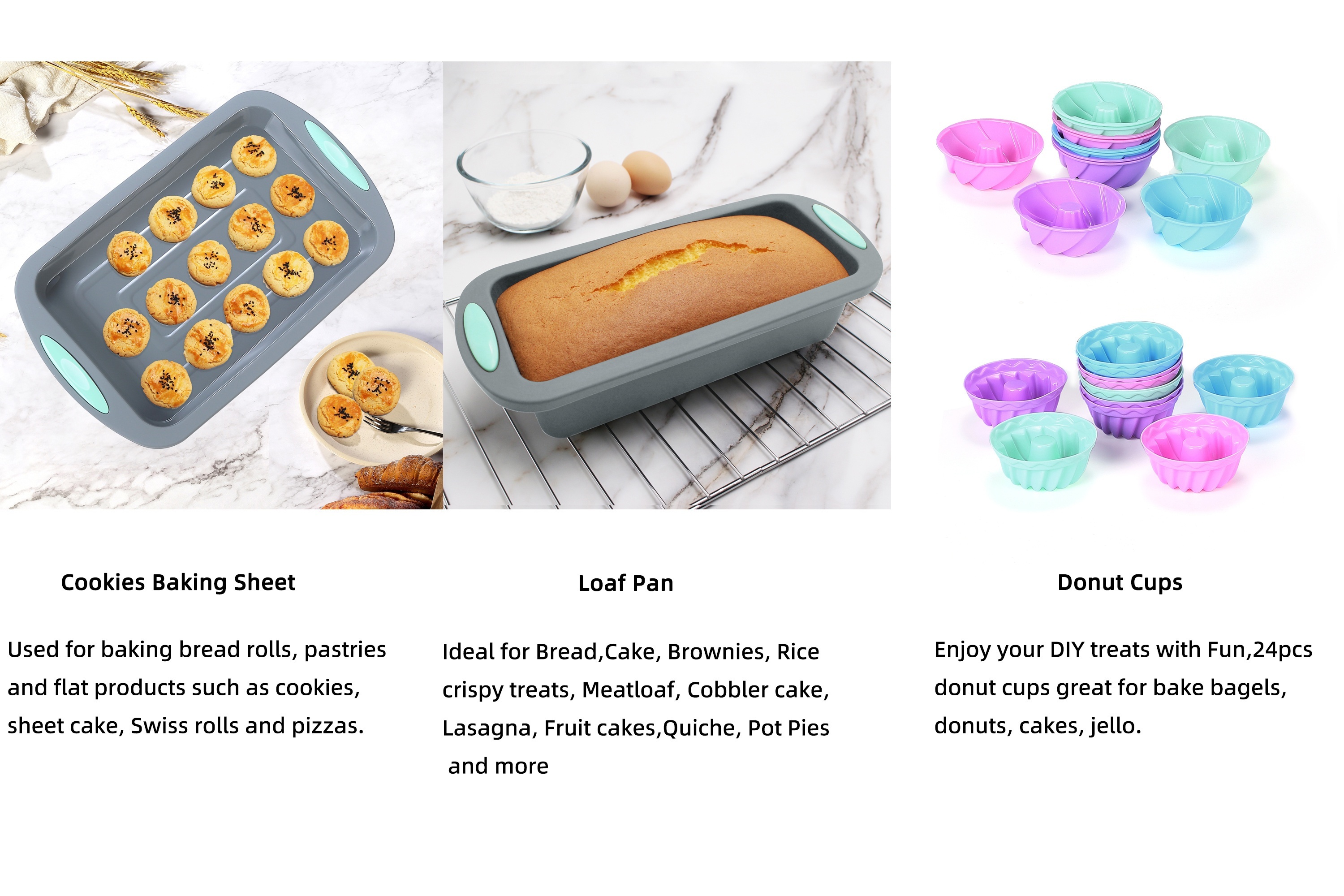Silicone Baking Set, Nonstick Bakeware Set Baking Cookie Sheets Cake Muffin  Bread Pan, Loaf Pan, Cake Pan, Pizza Pan, Mini Cupcake Mold, Bundt Pan,  Charlotte Cake Pan, Measuring Cup And Spoon, Baking